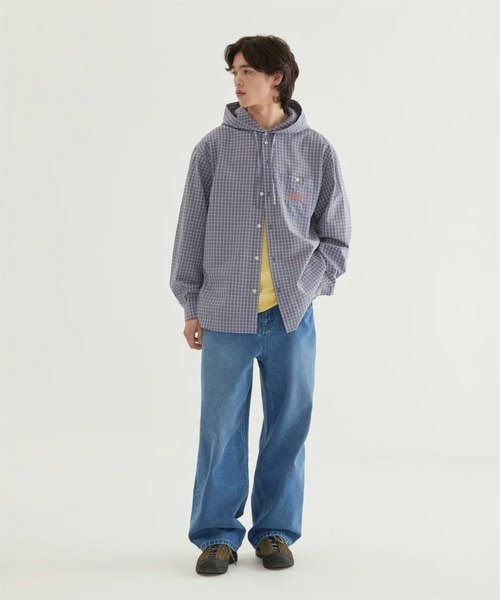 COVERNAT（カバーナット）の「ARCH LOGO HOODED CHECK SHIRT（シャツ/ブラウス・メンズ・ブルー/ベージュ・X-LARGE/LARGE/MEDIUM/SMALL）」の3枚目の写真
