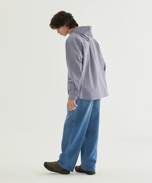 COVERNAT（カバーナット）の「ARCH LOGO HOODED CHECK SHIRT（シャツ/ブラウス・メンズ・ブルー/ベージュ・X-LARGE/LARGE/MEDIUM/SMALL）」の5枚目の写真