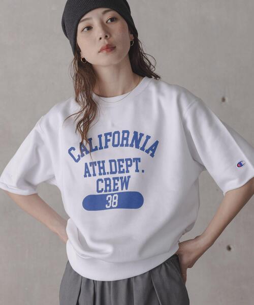 URBAN RESEARCH Sonny Label（アーバンリサーチサニーレーベル）の「『別注』CHAMPION×Sonny Label　ロゴスウェットTシャツ（スウェット・レディース・ホワイト系その他/ホワイト/ブルー/ネイビー・LARGE/MEDIUM）」の5枚目の写真