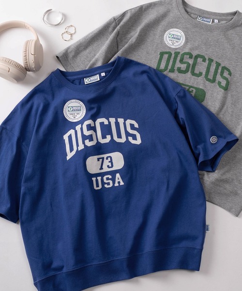 DISCUS(ディスカス)の「【71】【DISCUS/ディスカス】カレッジロゴ ワイドショート スウェットTシャツ/レディース(Tシャツ/カットソー・レディース・ホワイト/レッド/グレー/ブルー/ブラック/ライトブルー・M/L)」の5枚目の写真