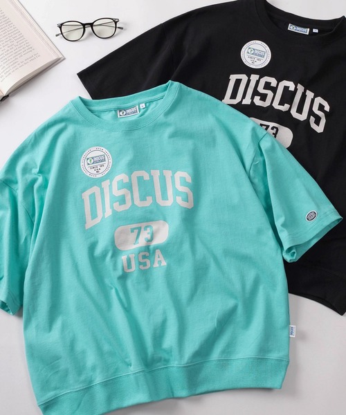 DISCUS(ディスカス)の「【71】【DISCUS/ディスカス】カレッジロゴ ワイドショート スウェットTシャツ/レディース(Tシャツ/カットソー・レディース・ホワイト/レッド/グレー/ブルー/ブラック/ライトブルー・M/L)」の4枚目の写真