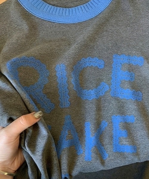 Dalfwin(ダールフィン)の「韓国ファッション RICECAKE配色デザインレースプリントロゴ長袖Tシャツ(Tシャツ/カットソー・レディース・グレー・FREE)」の3枚目の写真