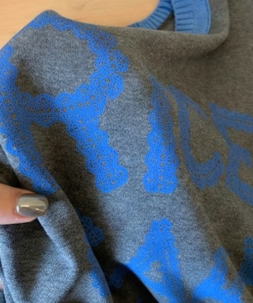 Dalfwin(ダールフィン)の「韓国ファッション RICECAKE配色デザインレースプリントロゴ長袖Tシャツ(Tシャツ/カットソー・レディース・グレー・FREE)」の2枚目の写真