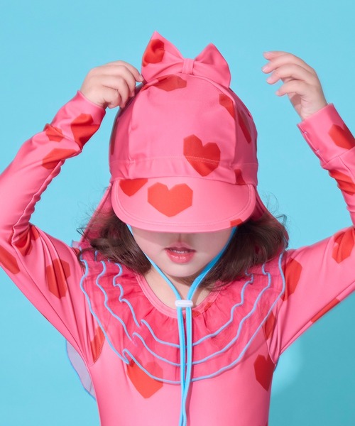 MARKEY'S（マーキーズ）の「【水着/UVカット】総柄リボンスイムキャップ(総柄)（スイムグッズ・キッズ・ラベンダー/ピンク/アイボリー/ライトブルー・S/M）」の15枚目の写真