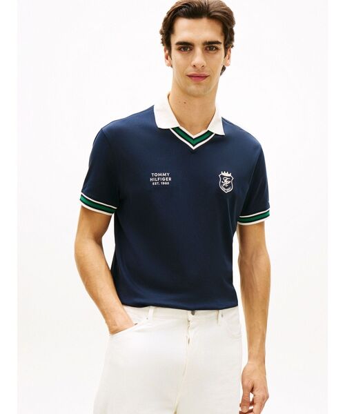 V‑neck пике футболка‑полоска