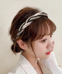 Miniministore | パールカチューシャ 三つ編み ヘアバンド(カチューシャ)