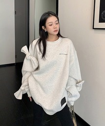 韓国ファッション ricecake刺繍ロゴBIG袖リボンスウェット