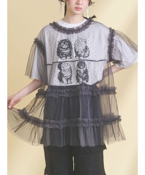 merry jenny（メリージェニー）の「チュールティアードチュニック（チュニック・レディース・ピンク/ブルー/チャコールグレー/オフホワイト・FREE）」の2枚目の写真