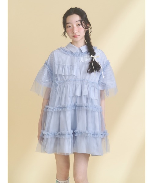merry jenny（メリージェニー）の「チュールティアードチュニック（チュニック・レディース・ピンク/ブルー/チャコールグレー/オフホワイト・FREE）」の6枚目の写真