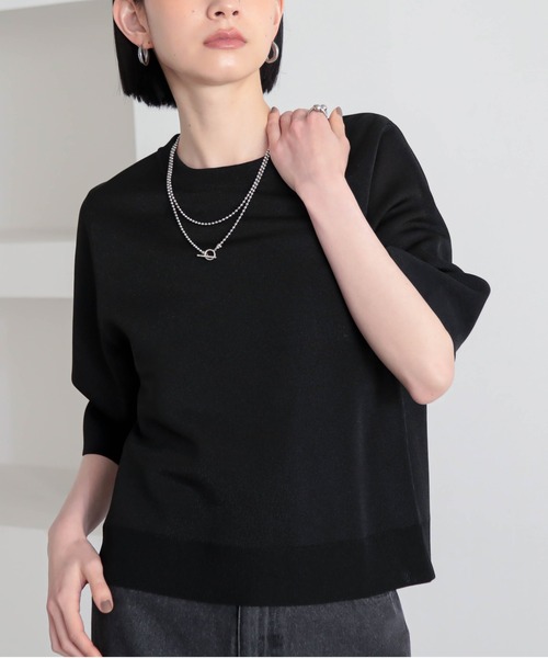 for/c(フォーシー)の「ふくらみシアーニットトップス【サスティナブル】(ニット/セーター・レディース・ライトグレー/ピンク/ブラック・M/L)」の6枚目の写真