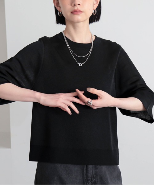 for/c(フォーシー)の「ふくらみシアーニットトップス【サスティナブル】(ニット/セーター・レディース・ライトグレー/ピンク/ブラック・M/L)」の7枚目の写真