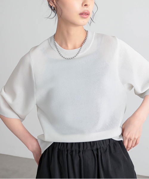 for/c(フォーシー)の「ふくらみシアーニットトップス【サスティナブル】(ニット/セーター・レディース・ライトグレー/ピンク/ブラック・M/L)」の20枚目の写真