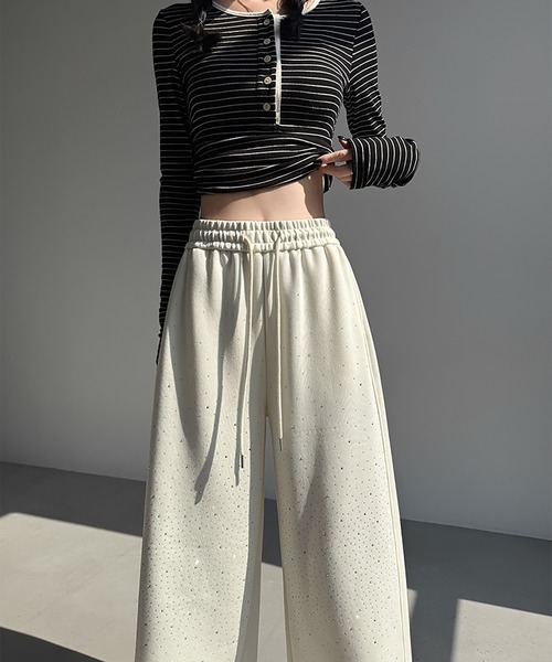 LAFFMO（ラフモ）の「スパンコール付きスウェットカーブパンツ（その他パンツ・レディース・ベージュ/グレー・F）」の6枚目の写真