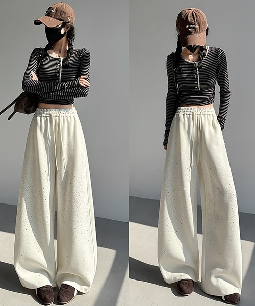 LAFFMO（ラフモ）の「スパンコール付きスウェットカーブパンツ（その他パンツ・レディース・ベージュ/グレー・F）」の10枚目の写真