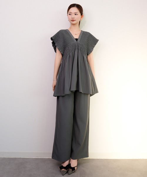 セール】楊柳素材が涼しげなセットアップ（セットアップ）｜DRESS PLUS