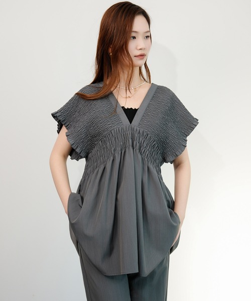 DRESS PLUS(ドレスプラス)の「楊柳素材が涼しげなセットアップ(セットアップ・レディース・グレー/ブラック/ダークベージュ・M)」の10枚目の写真