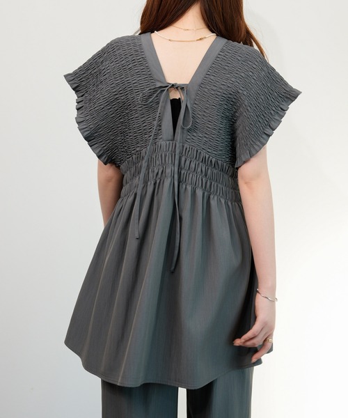 DRESS PLUS(ドレスプラス)の「楊柳素材が涼しげなセットアップ(セットアップ・レディース・グレー/ブラック/ダークベージュ・M)」の5枚目の写真