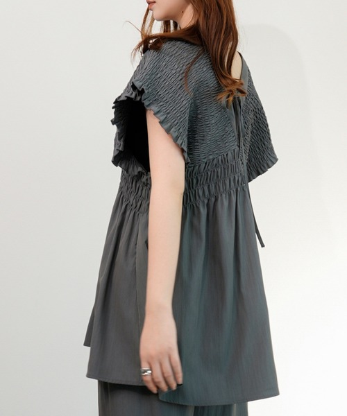 DRESS PLUS(ドレスプラス)の「楊柳素材が涼しげなセットアップ(セットアップ・レディース・グレー/ブラック/ダークベージュ・M)」の8枚目の写真