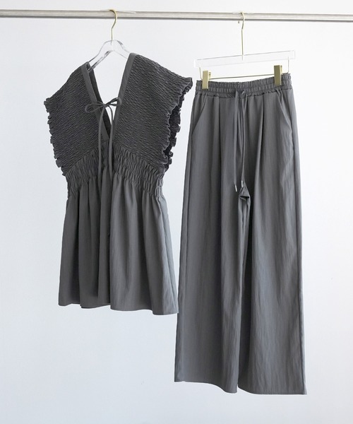 DRESS PLUS(ドレスプラス)の「楊柳素材が涼しげなセットアップ(セットアップ・レディース・グレー/ブラック/ダークベージュ・M)」の14枚目の写真
