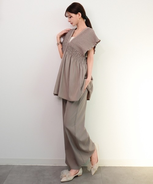 DRESS PLUS(ドレスプラス)の「楊柳素材が涼しげなセットアップ(セットアップ・レディース・グレー/ブラック/ダークベージュ・M)」の21枚目の写真