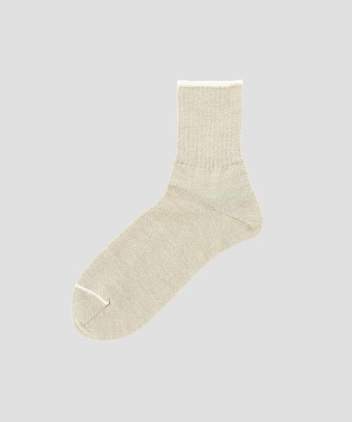 マーガレットハウエル　ベージュ ダイヤモンドパターン ソックス セール】WOOL RAMIE SOCKS（ソックス/靴下）｜MARGARET HOWELL