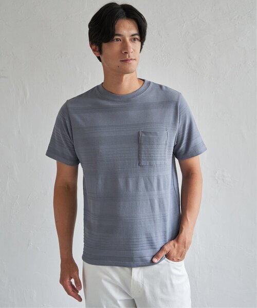 ikka(イッカ)の「【MonoMax × 小泉孝太郎】冷感リップルボーダーT「小泉孝太郎さん着用モデル」(Tシャツ/カットソー・メンズ・ブラック/ホワイト/ネイビー/サックスブルー・M/XL/L/S)」の21枚目の写真