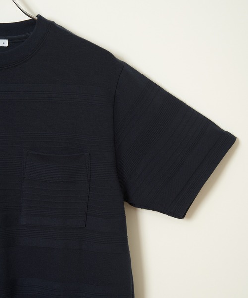 ikka(イッカ)の「【MonoMax × 小泉孝太郎】冷感リップルボーダーT「小泉孝太郎さん着用モデル」(Tシャツ/カットソー・メンズ・ブラック/ホワイト/ネイビー/サックスブルー・M/XL/L/S)」の7枚目の写真