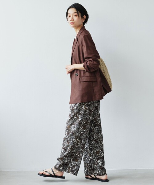 green label relaxing（グリーンレーベルリラクシング）の「［size SHORTあり］ライト リネンライク ジャケット UVカット 通気性（テーラードジャケット・レディース・ダークブラウン/ネイビー/ナチュラル・40/38/36/SHORT）」の14枚目の写真