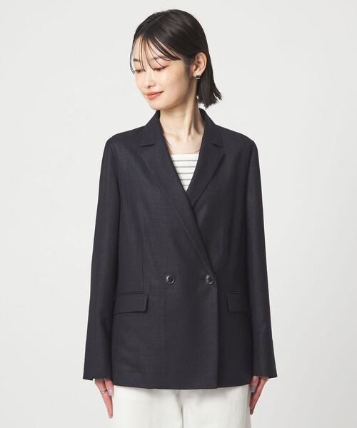 green label relaxing（グリーンレーベルリラクシング）の「［size SHORTあり］ライト リネンライク ジャケット UVカット 通気性（テーラードジャケット・レディース・ダークブラウン/ネイビー/ナチュラル・40/38/36/SHORT）」の19枚目の写真