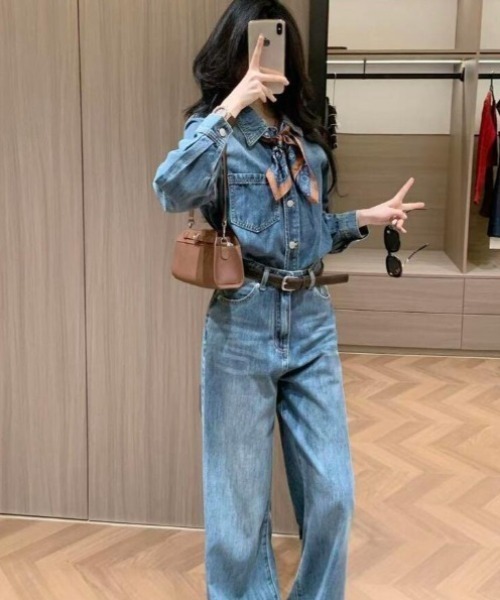 semplice(センプリチェ)の「ルーズシルエット デニムセットアップ(セットアップ・レディース・ブルー・XL/L/M/S)」の6枚目の写真