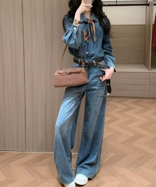 semplice(センプリチェ)の「ルーズシルエット デニムセットアップ(セットアップ・レディース・ブルー・XL/L/M/S)」の8枚目の写真