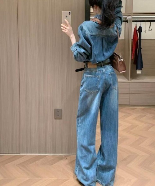 semplice(センプリチェ)の「ルーズシルエット デニムセットアップ(セットアップ・レディース・ブルー・XL/L/M/S)」の9枚目の写真