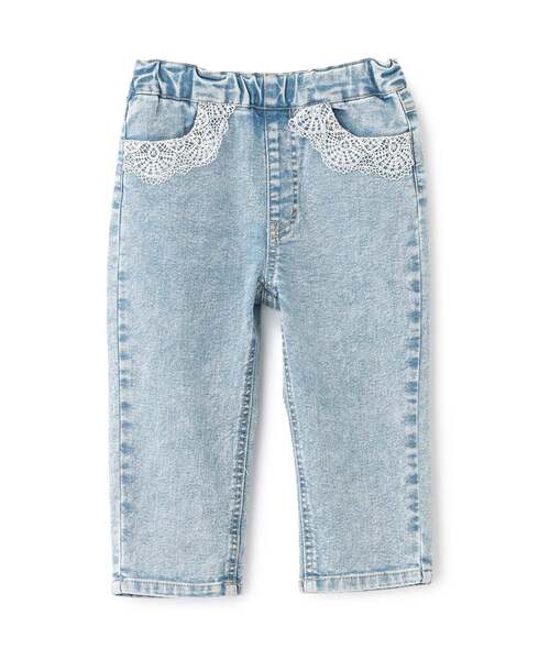 petit main（プティマイン）の「【リンク】レースデニムパンツ（デニムパンツ・キッズ・サックスブルー/ブルー・110cm/130cm/100cm/120cm/90cm/80ｃｍ）」の2枚目の写真