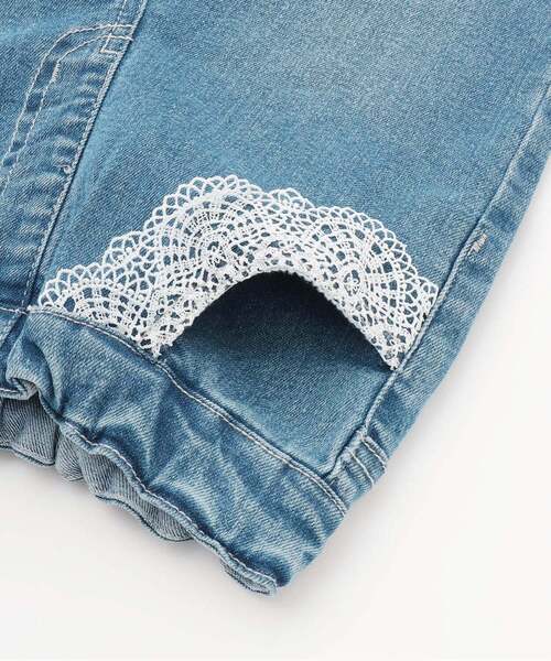 petit main（プティマイン）の「【リンク】レースデニムパンツ（デニムパンツ・キッズ・サックスブルー/ブルー・110cm/130cm/100cm/120cm/90cm/80ｃｍ）」の6枚目の写真