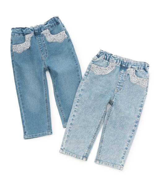 petit main（プティマイン）の「【リンク】レースデニムパンツ（デニムパンツ・キッズ・サックスブルー/ブルー・110cm/130cm/100cm/120cm/90cm/80ｃｍ）」の10枚目の写真