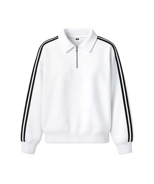 RANDOMOFF（ランダムオフ）の「[Unisex] SPORTY TRACK HALF ZIP OVER FIT SWEATSHIRT (2color)（スウェット・レディース・ホワイト/ブラック・SMALL/MEDIUM/LARGE）」の2枚目の写真