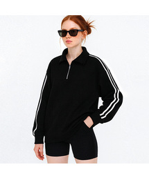 [Unisex] SPORTY TRACK HALF ZIP OVER FIT SWEATSHIRT (2color)