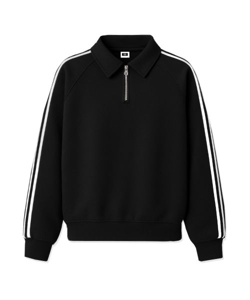 RANDOMOFF（ランダムオフ）の「[Unisex] SPORTY TRACK HALF ZIP OVER FIT SWEATSHIRT (2color)（スウェット・レディース・ホワイト/ブラック・SMALL/MEDIUM/LARGE）」の3枚目の写真