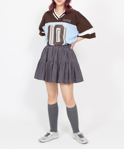 PUNYUS（プニュズ）の「チェックティアードミニスカート（スカート・レディース・ブラウン/サックスブルー・1/2/3/4/5）」の20枚目の写真