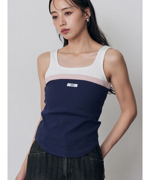 MURUA(ムルーア)の「ベアドッキングテレコタンク(タンクトップ・レディース・グレー/ブラック/ネイビー/ブラウン・FREE)」の4枚目の写真