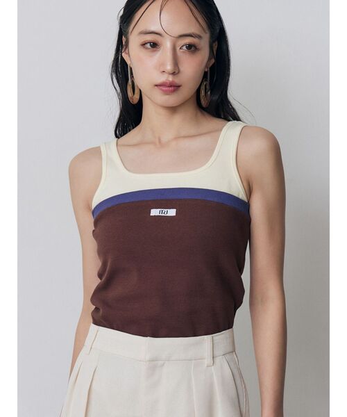 MURUA(ムルーア)の「ベアドッキングテレコタンク(タンクトップ・レディース・グレー/ブラック/ネイビー/ブラウン・FREE)」の3枚目の写真