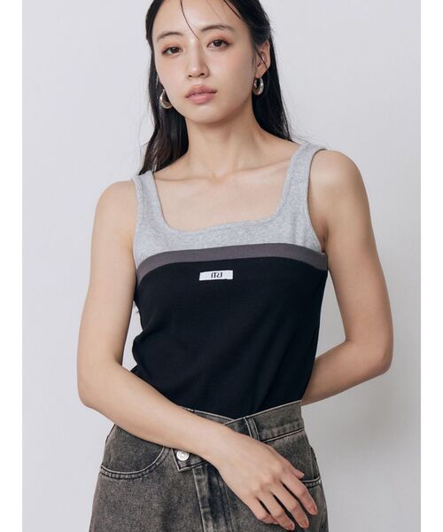MURUA(ムルーア)の「ベアドッキングテレコタンク(タンクトップ・レディース・グレー/ブラック/ネイビー/ブラウン・FREE)」の2枚目の写真