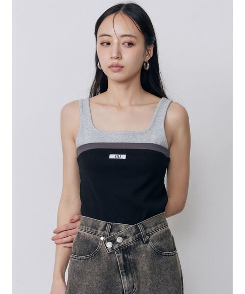 MURUA(ムルーア)の「ベアドッキングテレコタンク(タンクトップ・レディース・グレー/ブラック/ネイビー/ブラウン・FREE)」の5枚目の写真