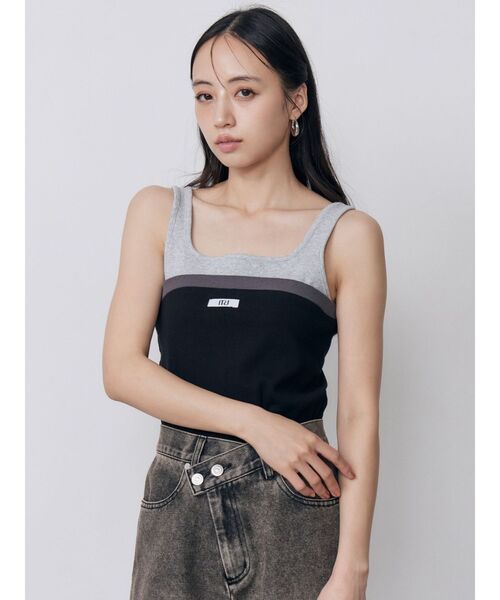 MURUA(ムルーア)の「ベアドッキングテレコタンク(タンクトップ・レディース・グレー/ブラック/ネイビー/ブラウン・FREE)」の7枚目の写真