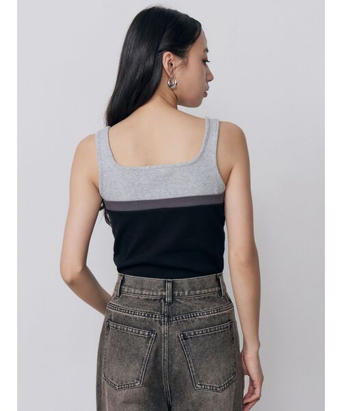 MURUA(ムルーア)の「ベアドッキングテレコタンク(タンクトップ・レディース・グレー/ブラック/ネイビー/ブラウン・FREE)」の9枚目の写真