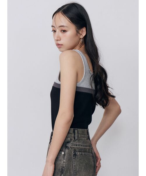 MURUA(ムルーア)の「ベアドッキングテレコタンク(タンクトップ・レディース・グレー/ブラック/ネイビー/ブラウン・FREE)」の10枚目の写真