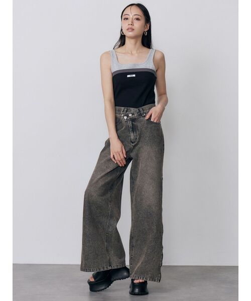 MURUA(ムルーア)の「ベアドッキングテレコタンク(タンクトップ・レディース・グレー/ブラック/ネイビー/ブラウン・FREE)」の11枚目の写真