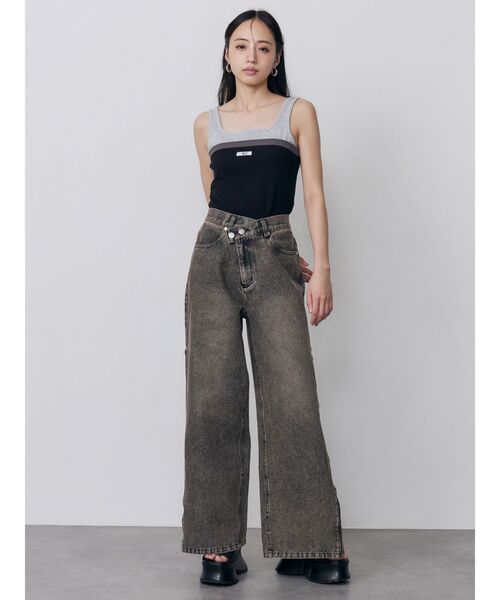 MURUA(ムルーア)の「ベアドッキングテレコタンク(タンクトップ・レディース・グレー/ブラック/ネイビー/ブラウン・FREE)」の12枚目の写真