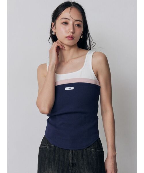 MURUA(ムルーア)の「ベアドッキングテレコタンク(タンクトップ・レディース・グレー/ブラック/ネイビー/ブラウン・FREE)」の17枚目の写真