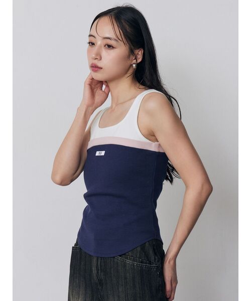 MURUA(ムルーア)の「ベアドッキングテレコタンク(タンクトップ・レディース・グレー/ブラック/ネイビー/ブラウン・FREE)」の18枚目の写真